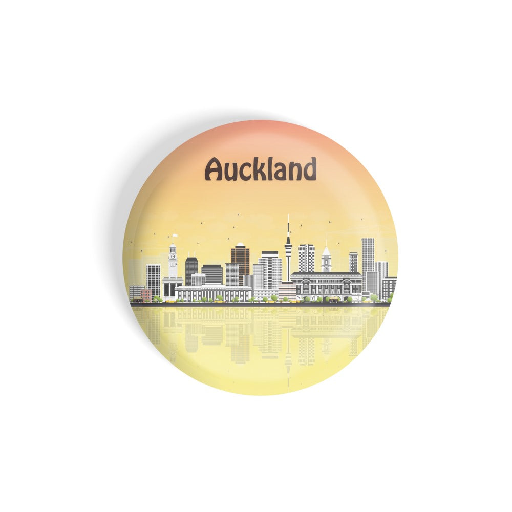 dhcrafts Round Fridge Magnet Multicolour Places Auckland City In The North Island, New Zealand Glossy Finish Design Pack of 1 (75 mm)